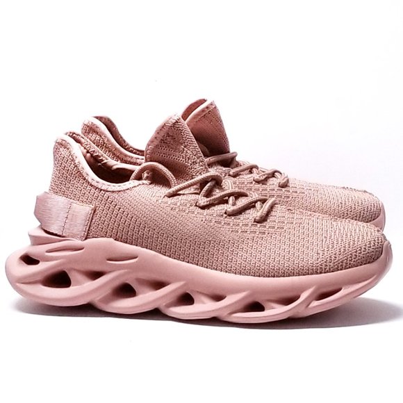 Shoes - New Mauve Pink Knit Comfy Lace Up Light Weight Sneakers